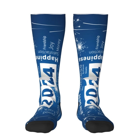 Balery Happy New Year 2024 (4) Fun Novelty Socks Men'S Women'S Crew Socks Funny Crazy Novelty Socks Quirky And Cool Socks