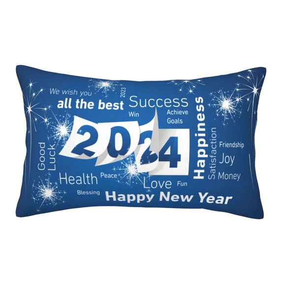 Balery Happy New Year 2024 (4) Pillow Covers,Bed Pilowcases,Reversible Plush Throw Pillow Covers End Pillow Encasement,Pillow Case - 14"X20"