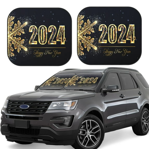 Balery Happy New Year 2024 (5) Sun Shield 2 Pack For Car Front Windows Foldable Sun Visor Protector Blocks Max Uv Rays And Keeps Your Vehicle Cool For Most Sedans Suv Truck