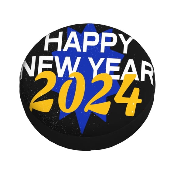 Balery Happy New Year 2024 (6) Tire Covers - Tough Tire Wheel Protector for Truck, SUV, Trailer, Camper, RV -17 inch
