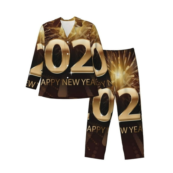 Balery Happy New Year 2025 B Pattern Pajama Sets for Men Long Sleeve 2 Piece Sleepwear Loungewear Sets Soft PJ's with Pockets Long Sleeve Comfy Pj Sets-Large
