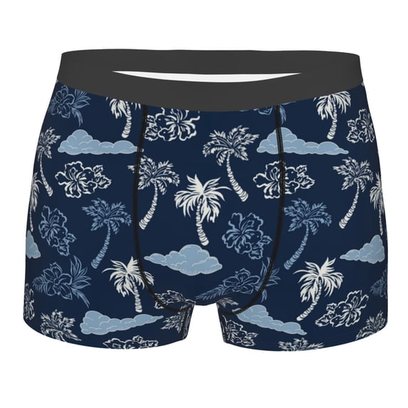Balery Hawaii Palms Men's Boxer Briefs, Soft and Breathable Cotton Underwear with nylon Waistband-Large