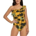 thumbnail image 1 of Balery Hawaii Palms One Shoulder Swimsuits for Women Ruffle Swimsuits Tummy Control One Shoulder Bathing Suits-X-Large, 1 of 8