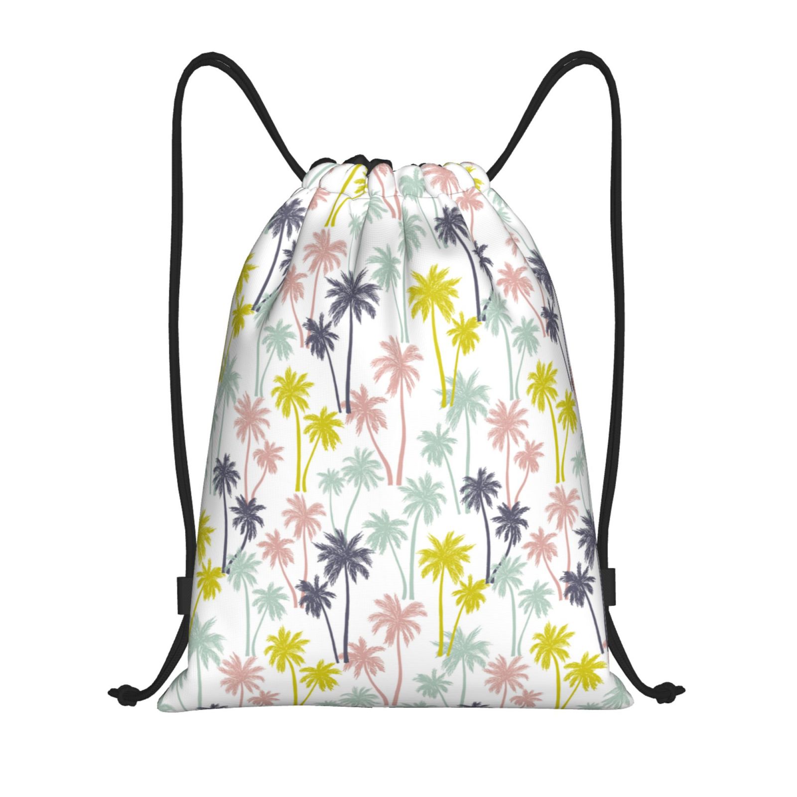 Balery Hawaiian Coconut Tree Pattern Drawstring Backpack Bag Sport Gym