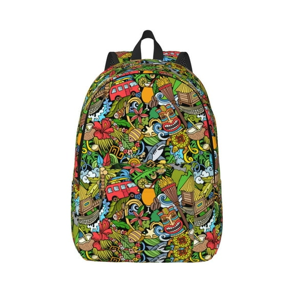 Balery Hawaiian Culture Symbols 1 Vintage Canvas Backpack for Men and Women - Large Capacity, Durable Travel Laptop Bag for School, Work, Hiking, and Outdoor Activities-Medium