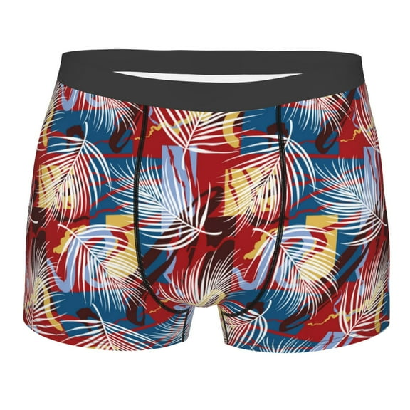 Balery Hawaiian Style Men's Boxer Briefs, Soft and Breathable Cotton Underwear with nylon Waistband-Small