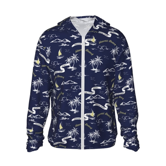 Balery Hawaiian Style Men's Women's UPF 50+ Sun Protection Lightweight Hoodie Performance Long Sleeve Shirt for Fishing Running-Medium