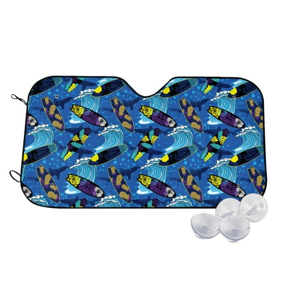 Balery Hawaiian Style Print Car Windshield Sun Shade,Windshield Sunshade for Car Pickup Truck SUV Accessories-Medium