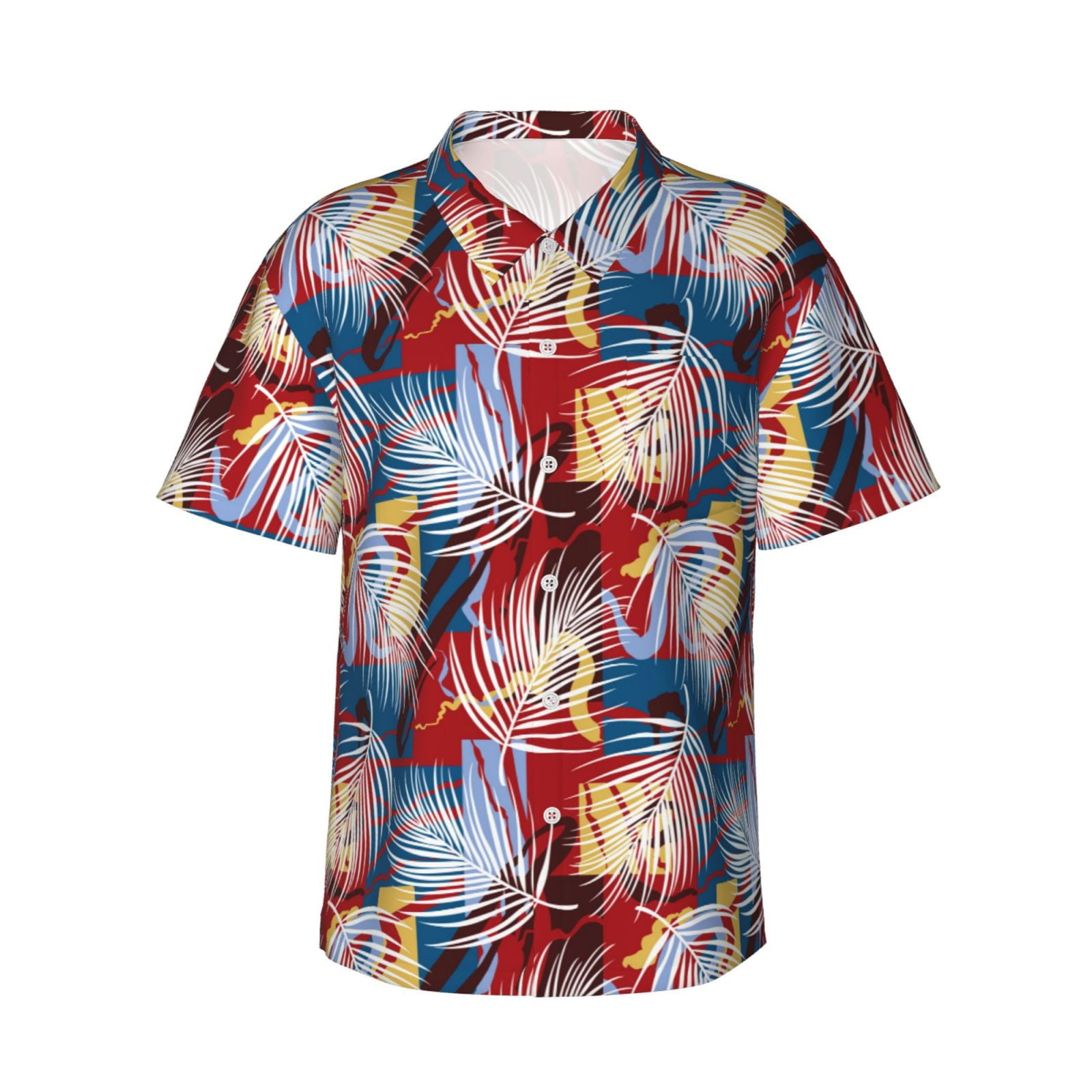 Balery Hawaiian Style Print Men's Hawaiian Shirts Short Sleeve Beach