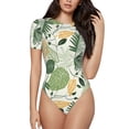 thumbnail image 1 of Balery Hawaiian Style Women's Short Sleevee Crew Neck Bodysuit Tops Short Sleeve Tops Basic-, 1 of 9