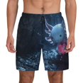 thumbnail image 1 of Balery Heart Axolotl Mens Swim Trunks Swim Shorts for Men Quick Dry Inseam Beach Shorts with Compression Liner Pocket-Small, 1 of 9