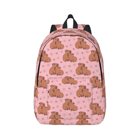 Balery Heart Capybara Vintage Canvas Backpack for Men and Women - Large Capacity, Durable Travel Laptop Bag for School, Work, Hiking, and Outdoor Activities