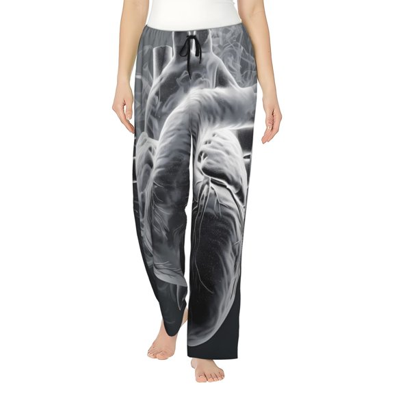 Balery Heart Illustration print Women's Pajama Pants,Ultra Lightweight Pjs,Lounge Pant-Medium