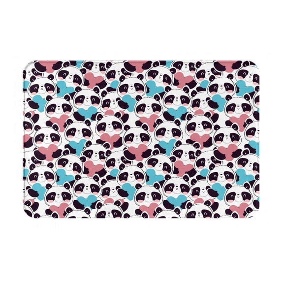 Balery Heart Panda Doormat, Durable Flannel Fabric, Waterproof Stain and Fade Resistant, Low Profile,Indoor Outdoor Door Mats, Easy Clean Patio Entrance Mat, 16x24in