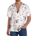 thumbnail image 1 of Balery Heart Panda Men's Casual Button Down Shirt Short Sleeve Textured Summer Cuban Beach Shirts-Large, 1 of 7