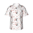 thumbnail image 1 of Balery Heart Panda Print Men's Hawaiian Shirts Short Sleeve Beach Shirt Relaxed Fit Vacation Button Down Shirts-X-Large, 1 of 9