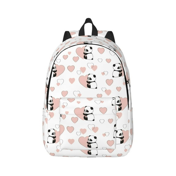 Balery Heart Panda Vintage Canvas Backpack for Men and Women - Large Capacity, Durable Travel Laptop Bag for School, Work, Hiking, and Outdoor Activities