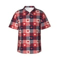 thumbnail image 1 of Balery Heart Plaid Print Men's Hawaiian Shirts Short Sleeve Beach Shirt Relaxed Fit Vacation Button Down Shirts-X-Large, 1 of 9