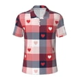thumbnail image 1 of Balery Heart Plaid Printed Men’s Short Sleeve Polo Shirt, Midweight Men's Shirt,Golf Polo shirts -4X-Large, 1 of 9
