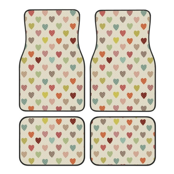 Balery Heart Polka Dot Pattern 4-Piece Floor Mats, Heavy-Duty Rubber ...