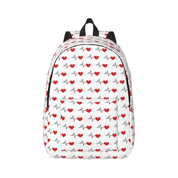 Balery Heartbeat Symbol Vintage Canvas Backpack for Men and Women - Large Capacity, Durable Travel Laptop Bag for School, Work, Hiking, and Outdoor Activities