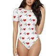 thumbnail image 1 of Balery Heartbeat Symbol Women's Short Sleevee Crew Neck Bodysuit Tops Short Sleeve Tops Basic-Medium, 1 of 9