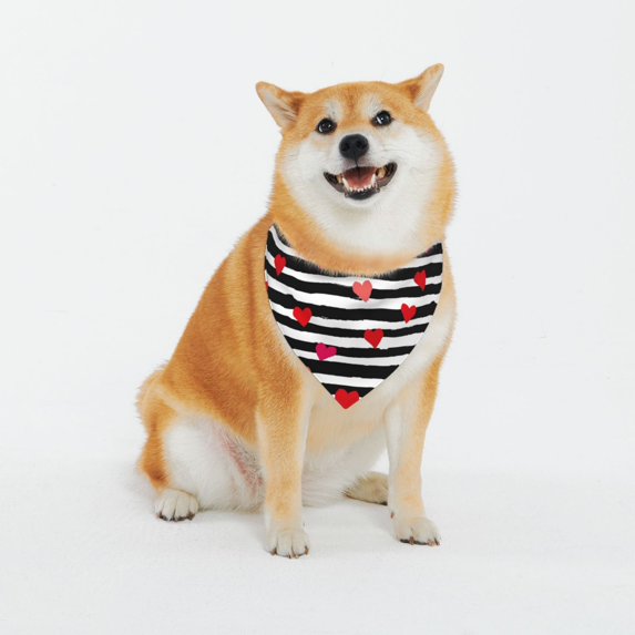 Balery Hearts And Lines1 Pattern Pet Scarf for Dogs and Cats – Stylish Reflective Design, Breathable & Durable Pet Bandana with Quick-Release Buckle-XX-Large