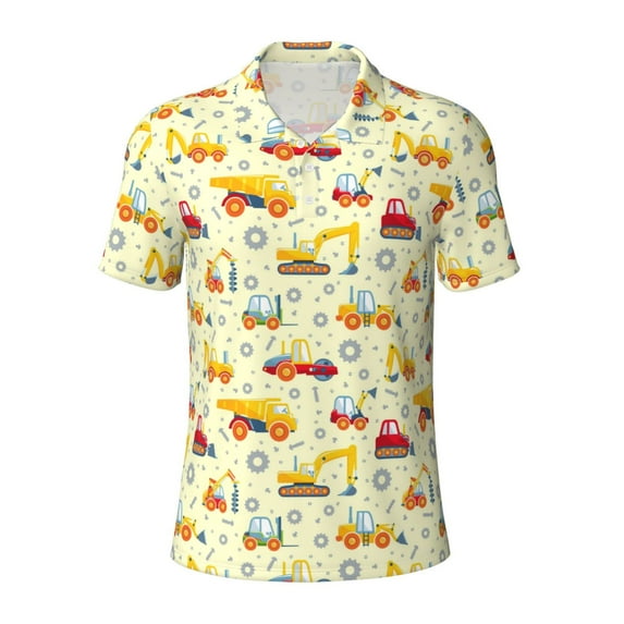 Balery Heavy Equipment Printed Men’s Short Sleeve Polo Shirt, Midweight Men's Shirt,Golf Polo shirts -Large