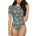 thumbnail image 1 of Balery Hedgehogs and Flowers Women's Short Sleevee Crew Neck Bodysuit Tops Short Sleeve Tops Basic-Small, 1 of 9