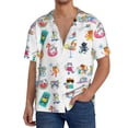 thumbnail image 1 of Balery Hello Summer Cat Men's Casual Button Down Shirt Short Sleeve Textured Summer Cuban Beach Shirts-Small, 1 of 7