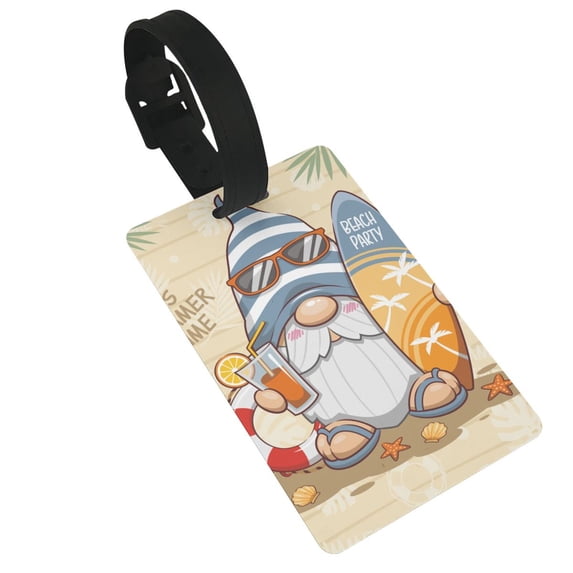 Balery Hello Summer Cute Gnome Print Durable Luggage Tags with Secure Strap, Personalized Travel ID Tags for Suitcases, Bags, and Backpacks - Easy Identification for Men and Women