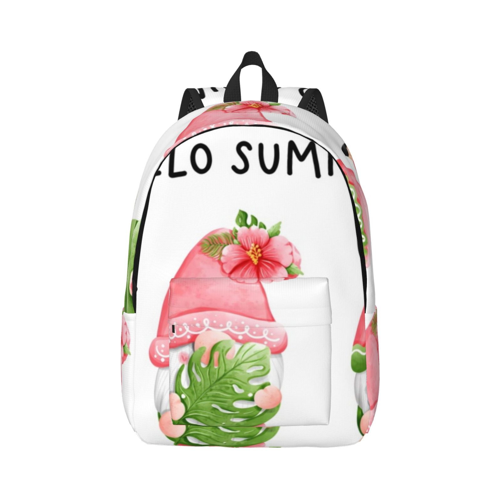 Balery Hello Summer Gnome Vintage Canvas Backpack for Men and Women