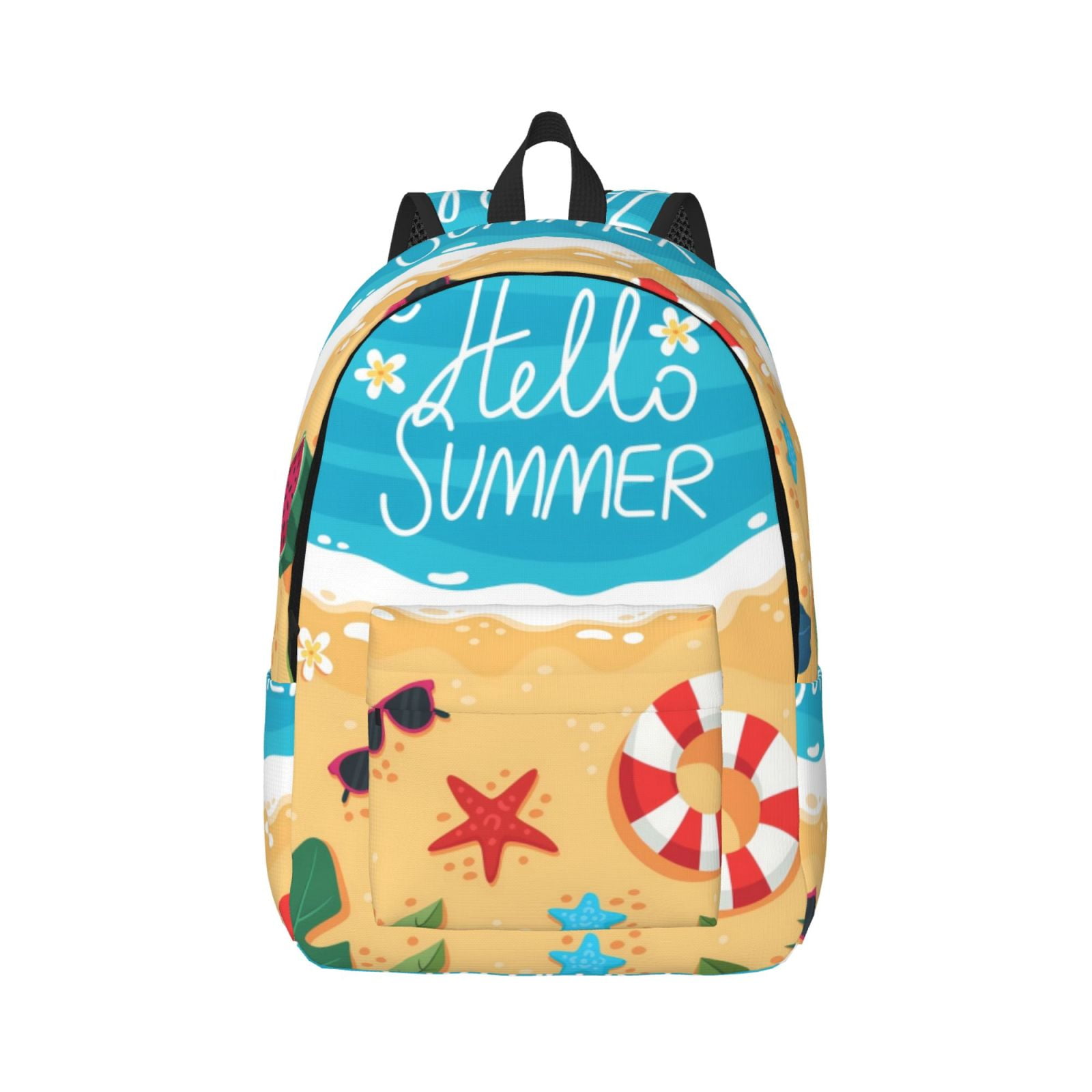 Balery Hello Summer1 Vintage Canvas Backpack for Men and Women Large