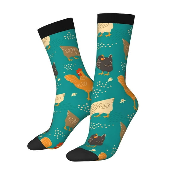 Balery Hens And Rooster Pattern Crew Socks Unisex– Soft & Breathable Socks for Men & Women, One-Size Fits Most (US 5-11), Comfortable & Durable for Daily Wear