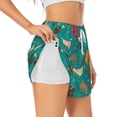 thumbnail image 1 of Balery Hens And Rooster Pattern Women's Running Shorts with Liner 2 Pockets Elastic Workout Athletic Gym Yoga Shorts-Small, 1 of 7
