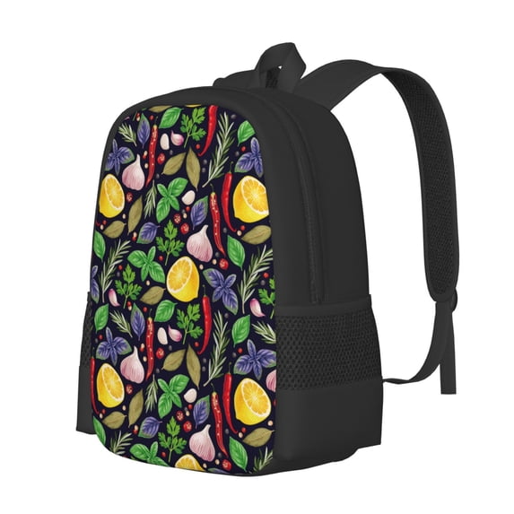Balery Herbs And Spices Backpack for Men and Women - Durable 600D Oxford Cloth -Large Capacity, Water-Resistant School, Travel, and Hiking Bag