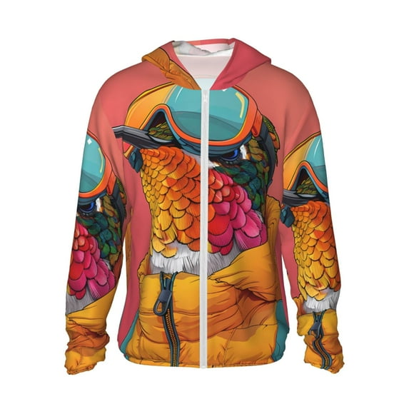 Balery Hip Hummingbird In Jacket Men's Women's UPF 50+ Sun Protection Lightweight Hoodie Performance Long Sleeve Shirt for Fishing Running-3X-Large