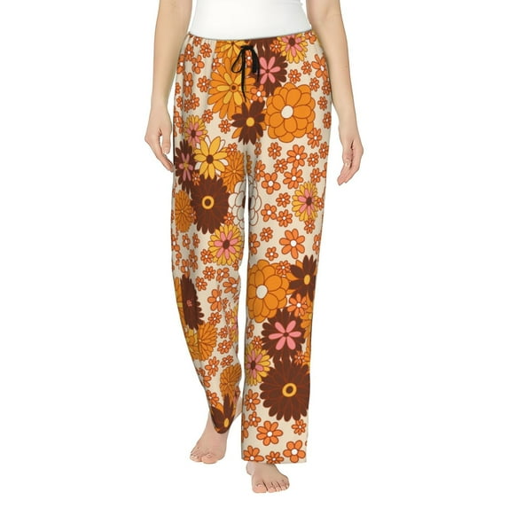 Balery Hippie Ditsy Floral print Women's Pajama Pants,Ultra Lightweight Pjs,Lounge Pant-Small
