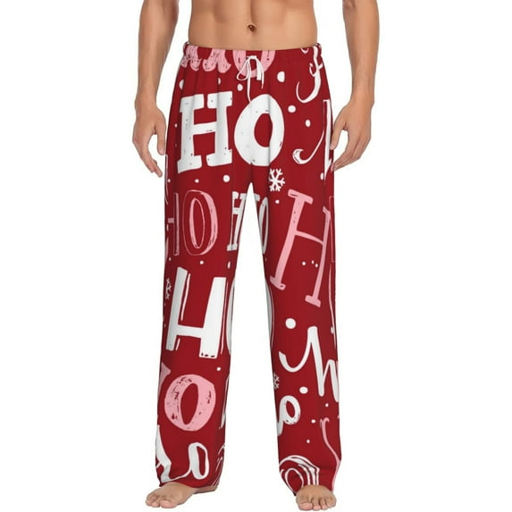 Balery Ho Pattern Funny Christmas print Men's Pajama Pants,Ultra Lightweight Pjs,Lounge Pant-XX-Large
