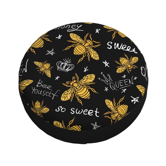 Balery Hohey Bee Golden Embroidery Tire Covers - Tough Tire Wheel Protector for Truck, SUV, Trailer, Camper, RV -16 inch