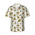 thumbnail image 1 of Balery Hohey Bee Golden2 Print Men's Hawaiian Shirts Short Sleeve Beach Shirt Relaxed Fit Vacation Button Down Shirts-Small, 1 of 8