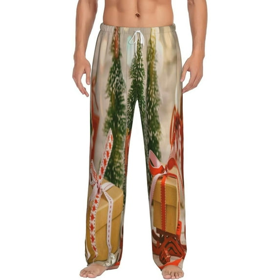 Balery Holiday Christmas Stars print Men's Pajama Pants,Ultra Lightweight Pjs,Lounge Pant-XX-Large