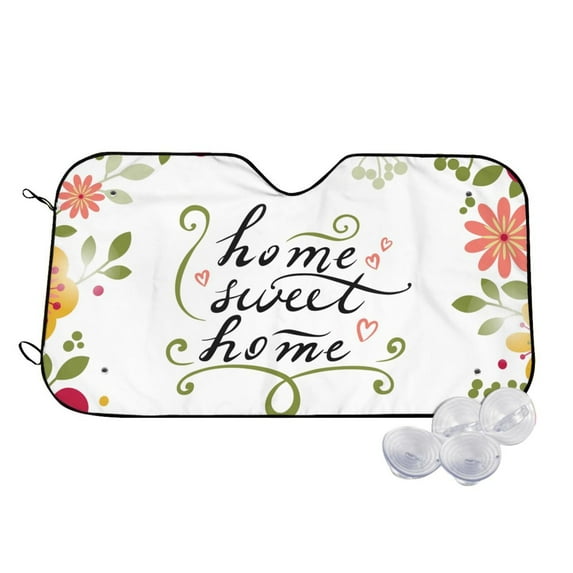 Balery Home Sweet Home Floral Print Car Windshield Sun Shade,Windshield Sunshade for Car Pickup Truck SUV Accessories-