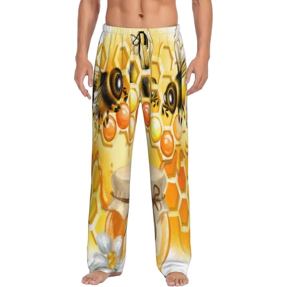 Balery Honey Bee print Men's Pajama Pants,Ultra Lightweight Pjs,Lounge Pant-XX-Large