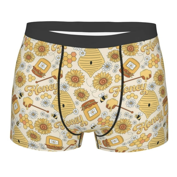Balery Honey Honeycomb Men's Boxer Briefs, Soft and Breathable Cotton Underwear with nylon Waistband-Medium