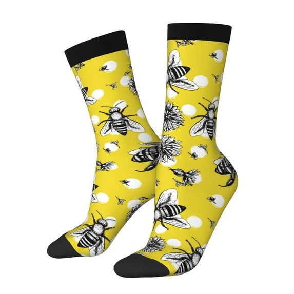 Balery Honeybee Pattern Crew Socks Unisex– Soft & Breathable Socks for Men & Women, One-Size Fits Most (US 5-11), Comfortable & Durable for Daily Wear