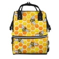 thumbnail image 1 of Balery Honeycombs Mummy Backpack - Waterproof Twill Canvas, Large Capacity Diaper Bag with Multiple Pockets and Adjustable Straps, 1 of 6