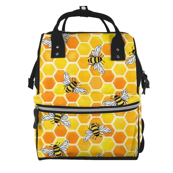 Balery Honeycombs Mummy Backpack - Waterproof Twill Canvas, Large Capacity Diaper Bag with Multiple Pockets and Adjustable Straps