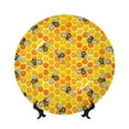 thumbnail image 1 of Balery Honeycombs Print Bone China Decorative Plate Ceramic Dinner Plates Art Crafts with Display Stand-6in, 1 of 6