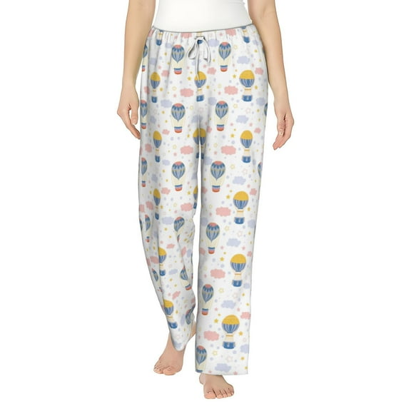 Balery Hot Air Balloon print Women's Pajama Pants,Ultra Lightweight Pjs,Lounge Pant-Medium